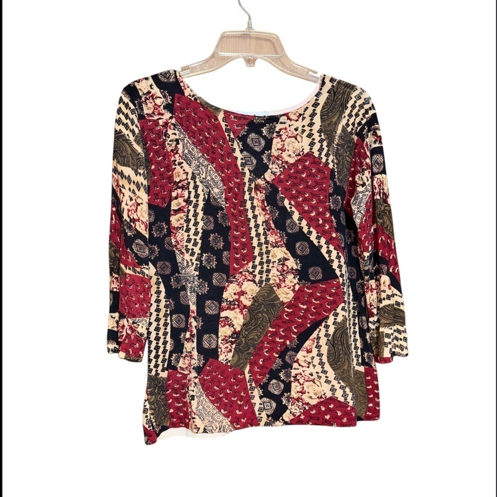 Joseph A. SILK blend Patchwork Patterned Women's Top Size Large